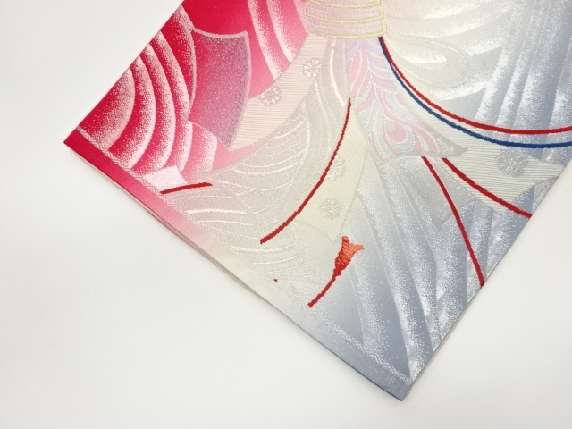 6852393: JAPANESE KIMONO / VINTAGE FUKURO OBI / WOVEN SAKURA